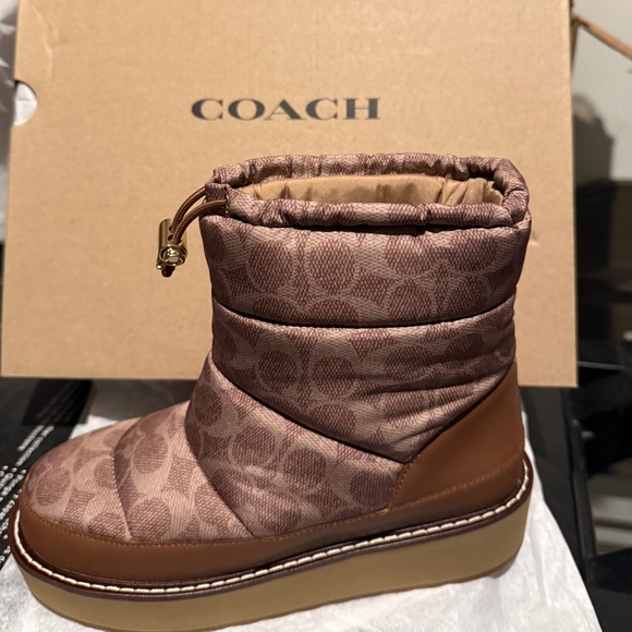 New🤎Coach Idella Boots in Brown Signature Nylon - Picture 6 of 10